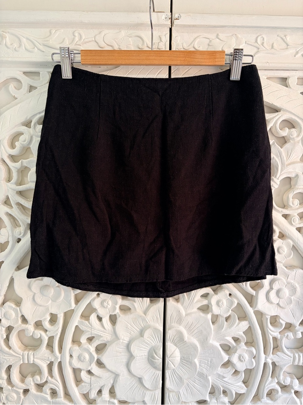 Princess Polly Selby Black Linen Blend Mini Skirt Size US 6
